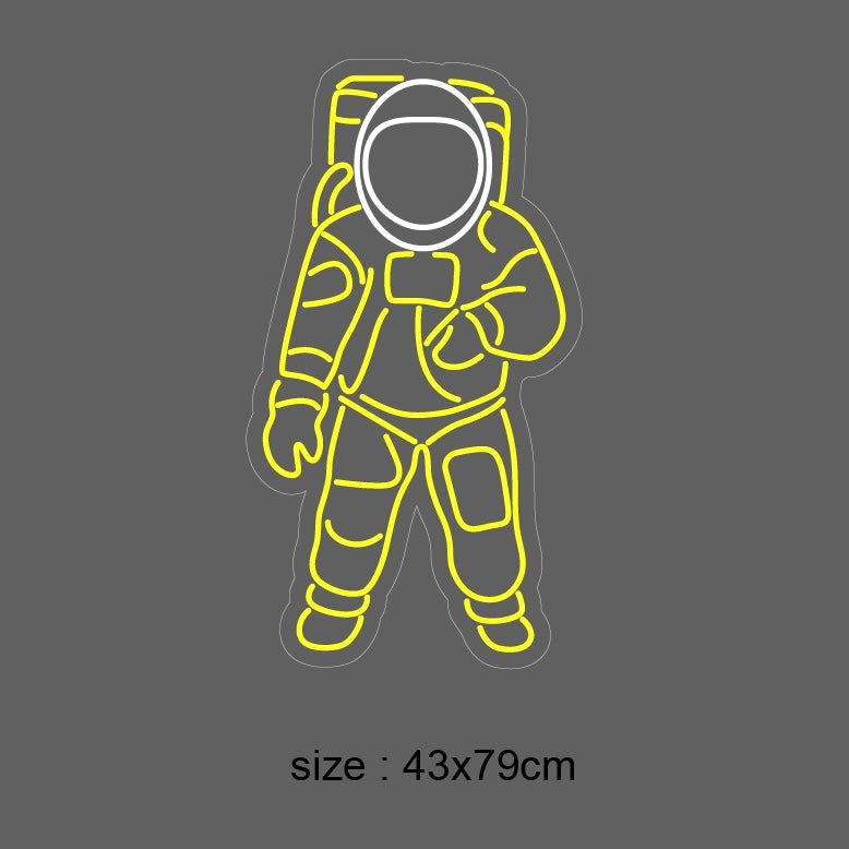 Neonskilt "SPACEMAN" Speil. Gold Yellow.