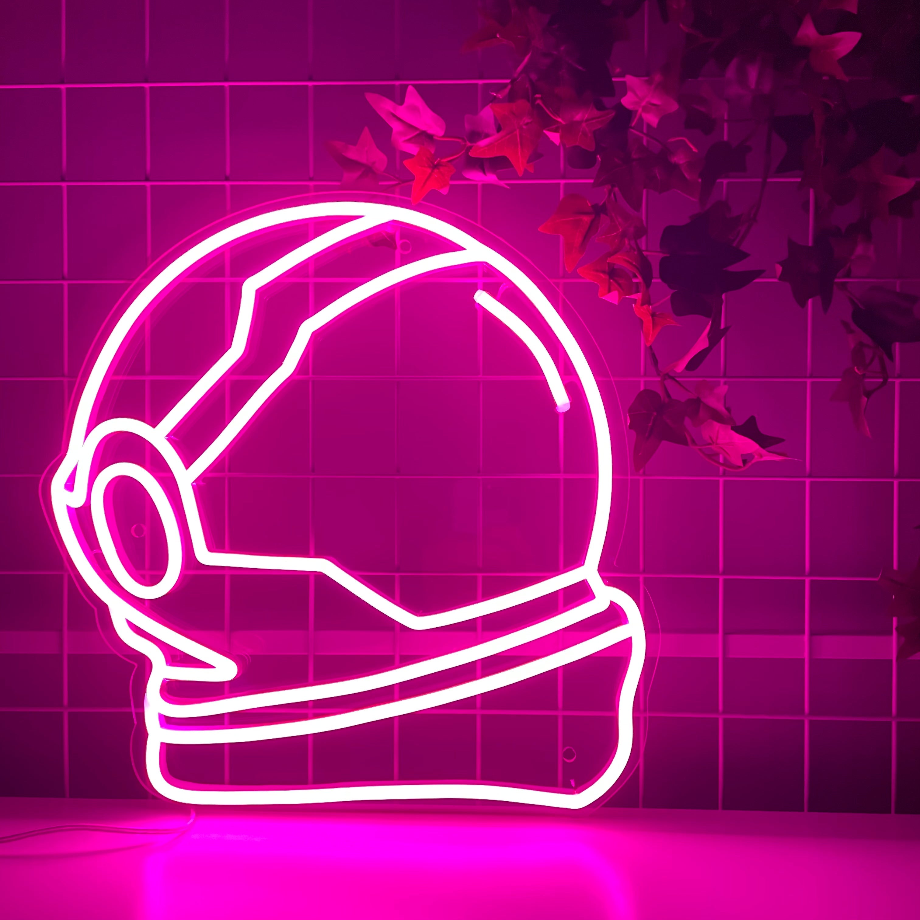 (SPACE helmet) LED NEONSKILT. Pink.