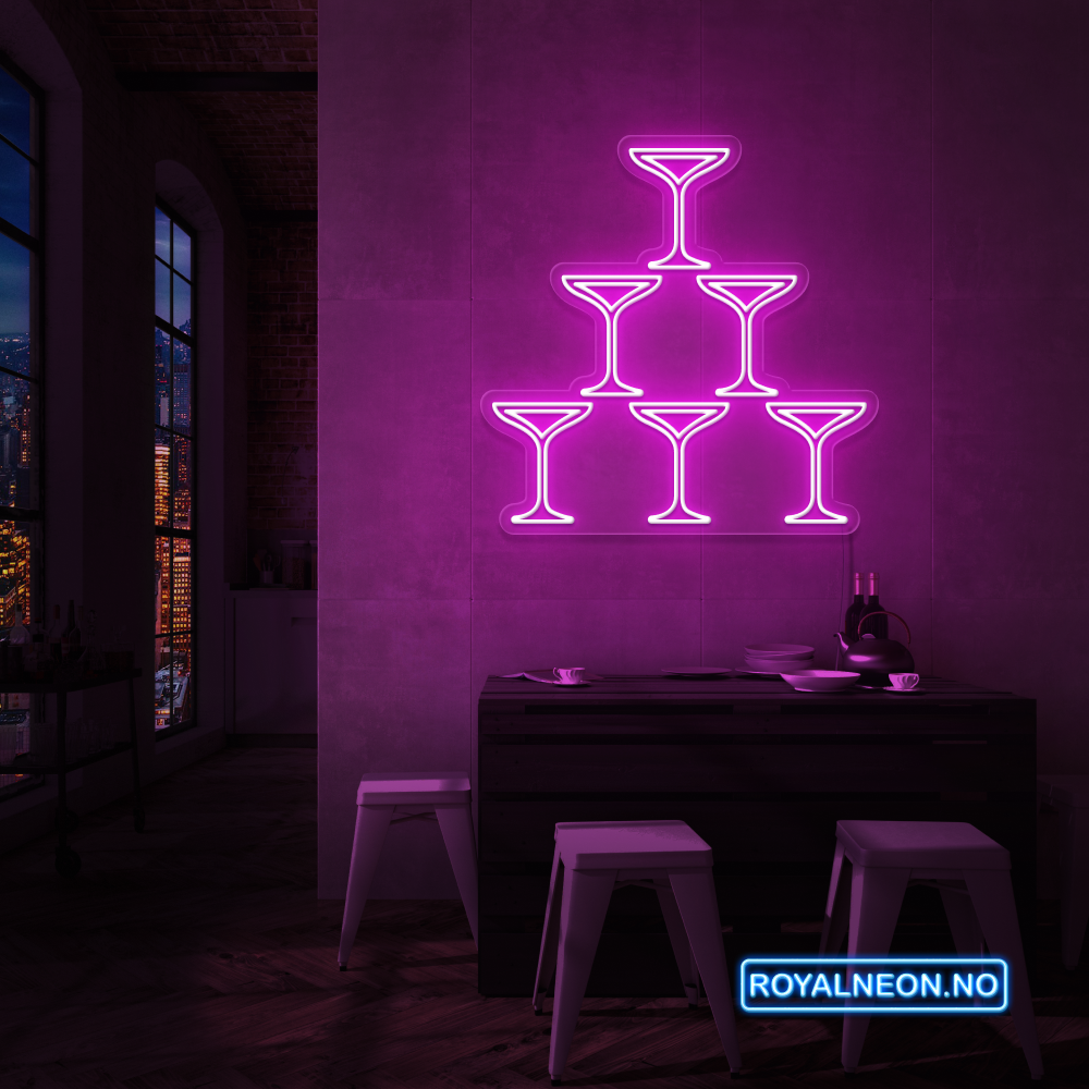 "Champagne" LED NEONSKILT. Velg ønsket farge.