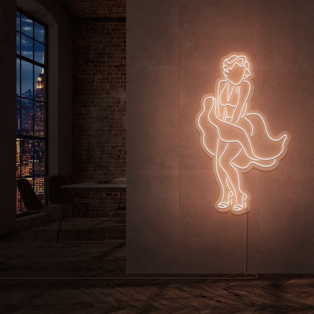 "Marilyn Monroe" Led Neonskilt. Ensfarget -