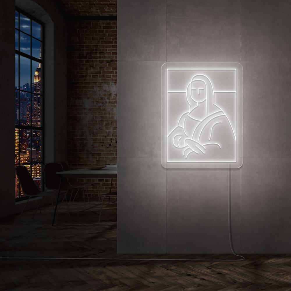 "Mona Lisa" Led Neonskilt. Ensfarget -