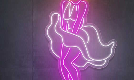 Neonskilt med kunstmotiver