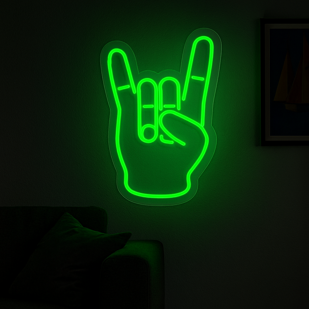 "Rock Hand" LED NEONSKILT.