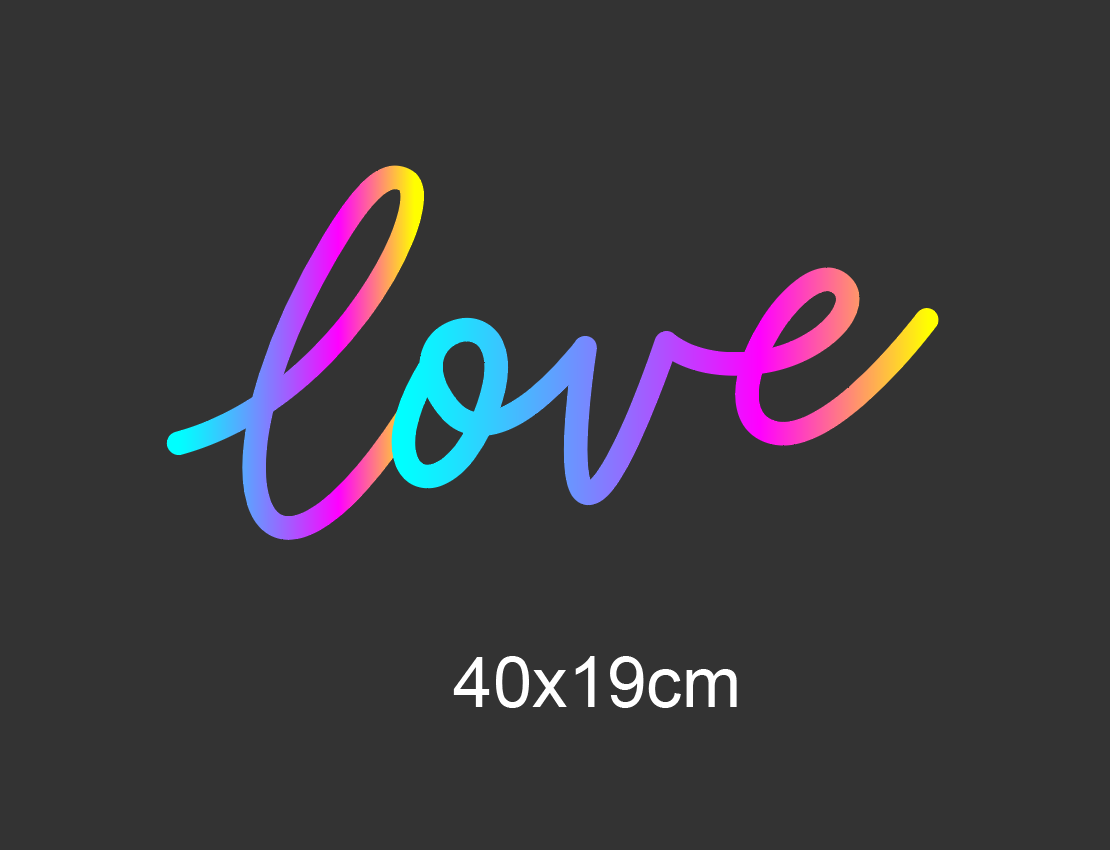 Love led neonskilt, perfekt for å lyse opp ditt hjem eller en spesiell begivenhet. Velg mellom et spekter av farger med vår RGB FLOW modell for å tilpasse utseendet og stemningen du ønsker med en fjernkontroll. Vår Acrylic modell kommer uten noen bakplate samt med enkel USB kobling.&nbsp;