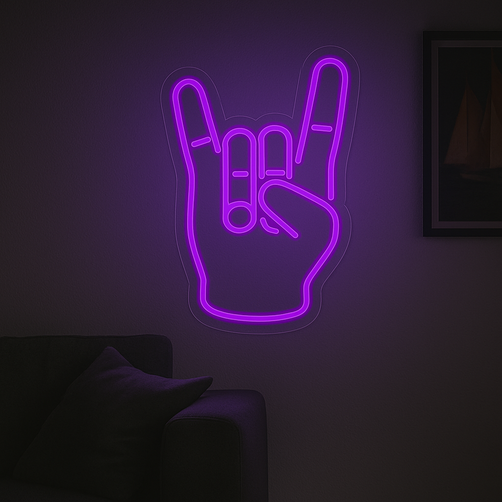 "Rock Hand" LED NEONSKILT.