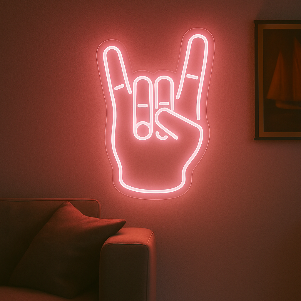 "Rock Hand" LED NEONSKILT.