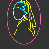 "Pike med perleøredobb" Led Neonskilt