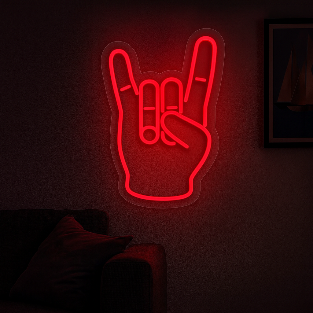 "Rock Hand" LED NEONSKILT.