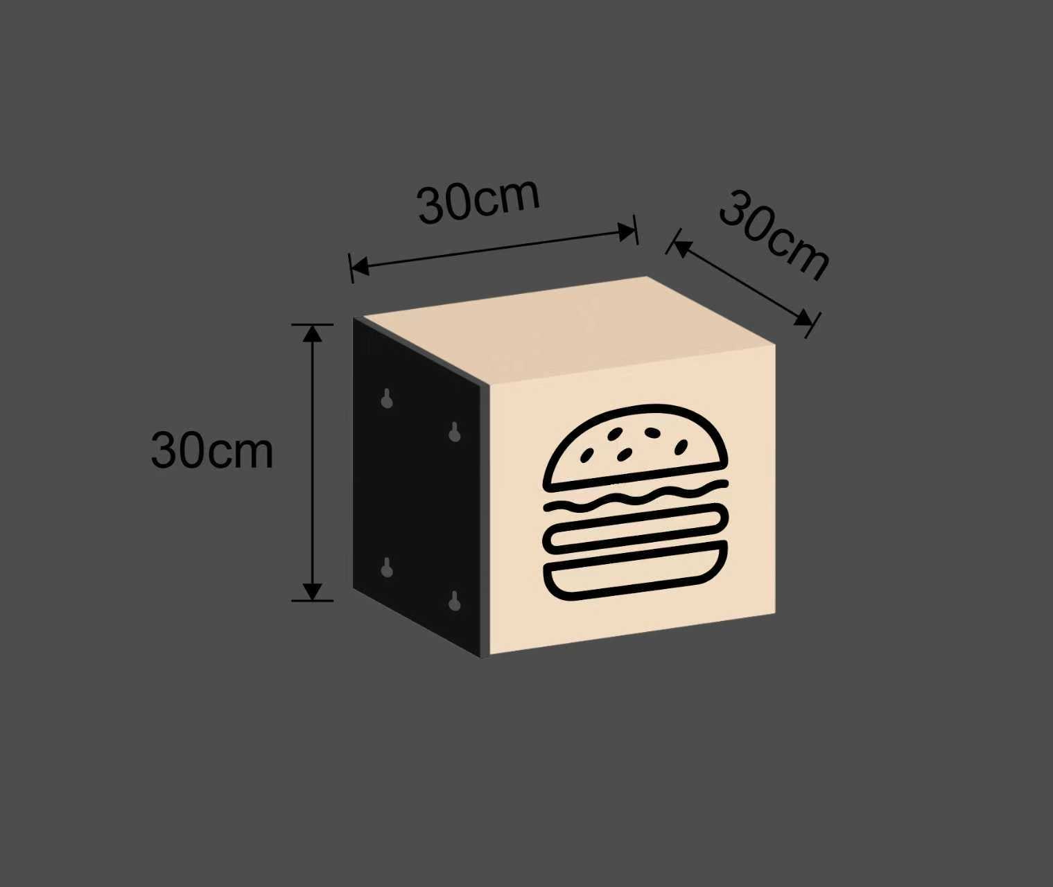 "LYSBOKS" Burger ikon - Velg din størrelse