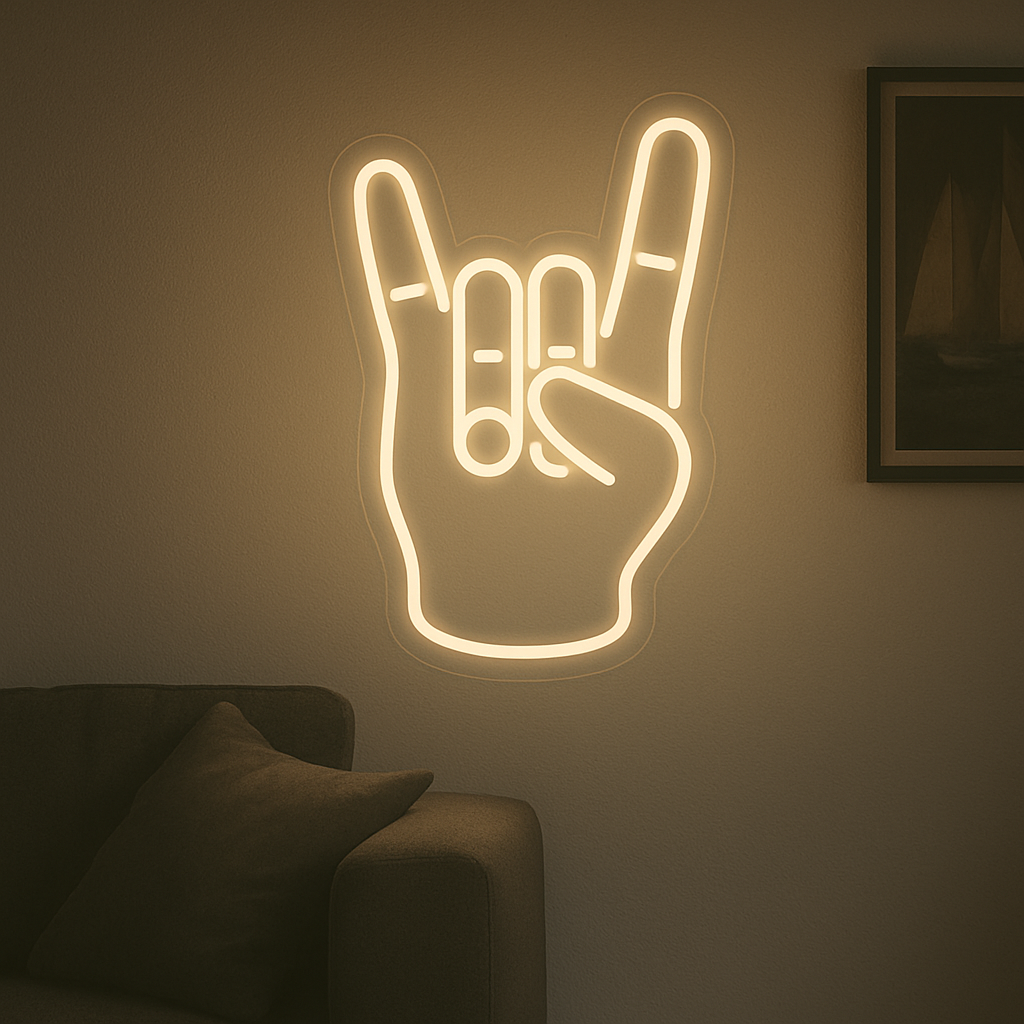 "Rock Hand" LED NEONSKILT.