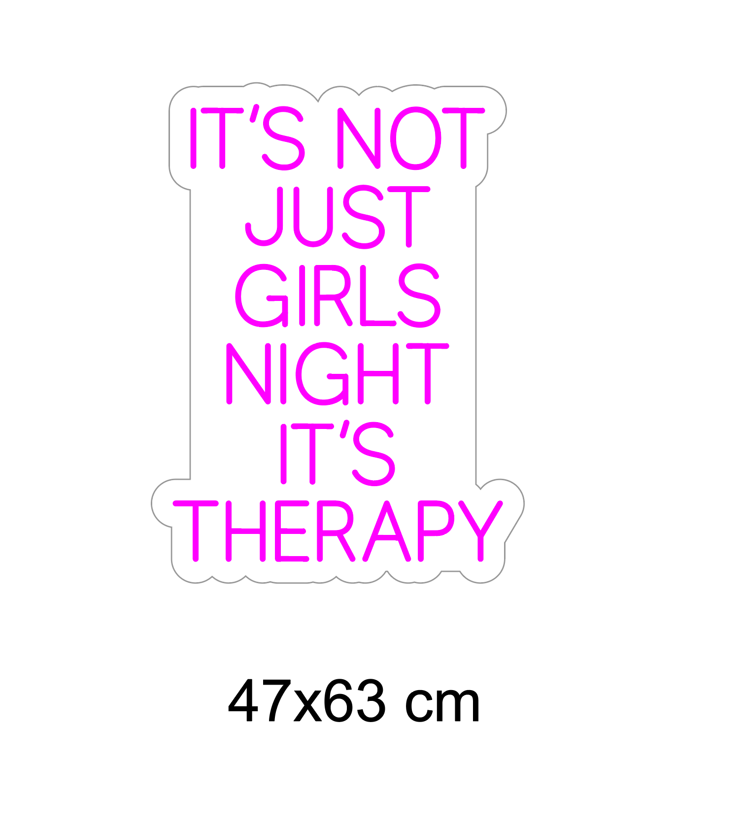 LED-neonskilt med opplyst tekst i rosa/fuchsia lys