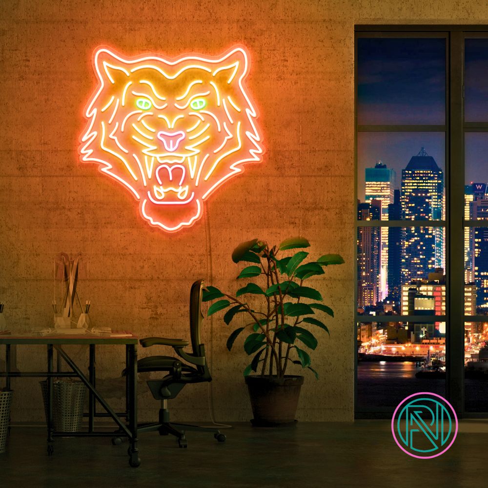 Gjør rommet ditt villere med 'aggressive tiger' led neonskilt. La den lyssterke oransje, varme rosa, lyse grønne, kule hvite eller lyse røde fargen belyse veggen og introdusere en kraftfull og levende stemning innendørs.