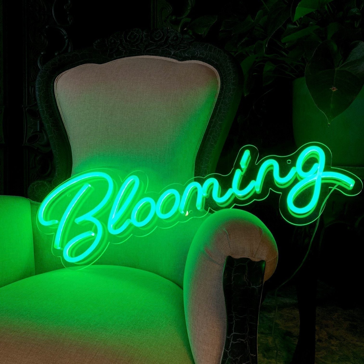 Skap en livlig og blomstrende atmosfære med 'blooming' led neonskilt. Tilgjengelig i ønsket farge for å matche enhver stil, perfekt for personlig eller kommersiell bruk. Mål på 80x31 cm gjør dette skiltet til et sjarmerende blikkfang.