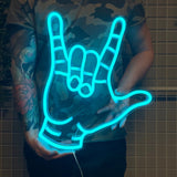 Neonskilt "Rock hand" Velg ønsket farge.